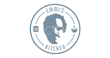 runder Kreis mit einem Männergesicht und Essen" title="Logo Emmi’s Kitchen