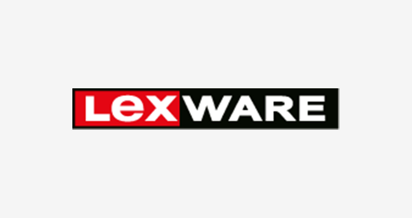 länglicher schwarzer Kasten mit dem Schriftzug Lexware. Hinter dem Wort Lex ist ein roter Kasten." title="Logo Lexware