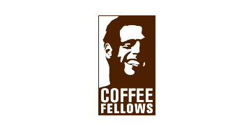 illustratives Gesicht eines Mannes und dem Schriftzug Coffee Fellows" title="Logo Coffee Fellows