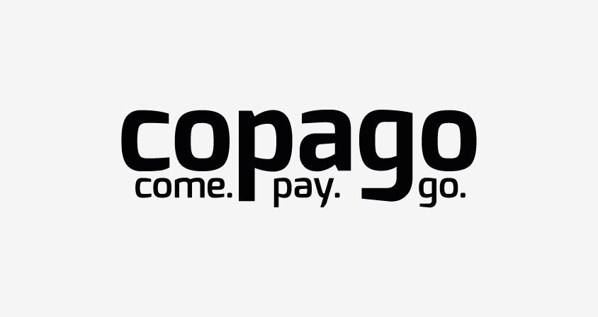 Schriftzug copago in Schwarz. Unter dem co integriert sich das Wort comen unter dem pa das Wort pay und unter dem go das Wort go." title="Logo copago